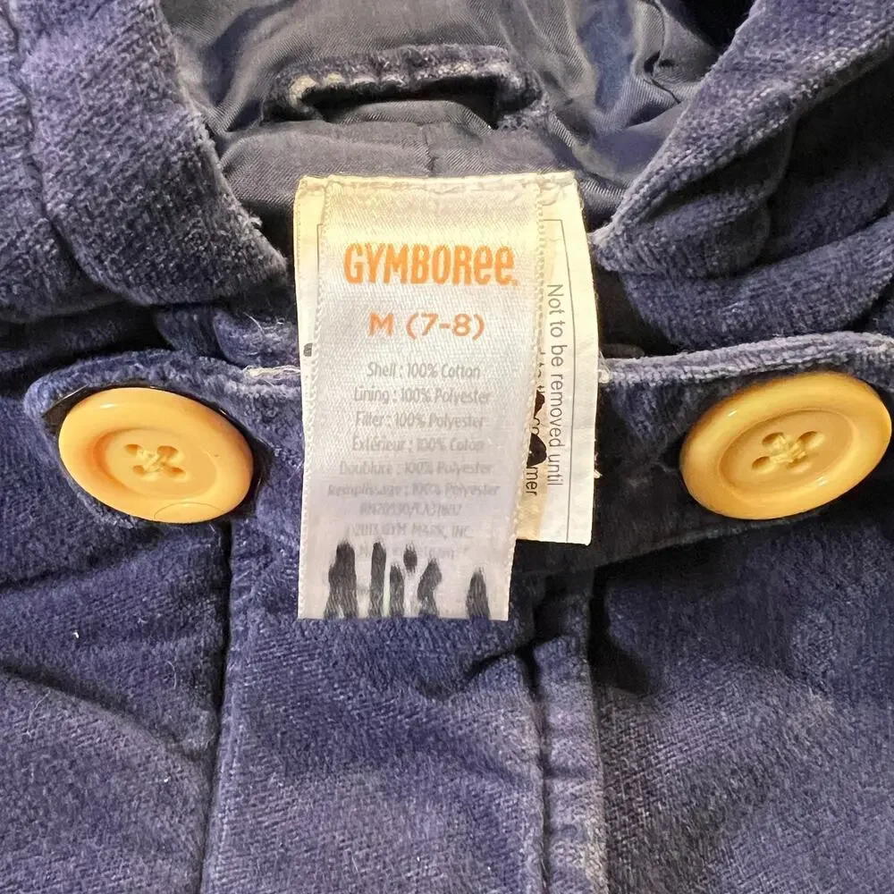 GYMBOREE GIRLS BLUE CORDUROY COAT SIZE 7/8 GUC